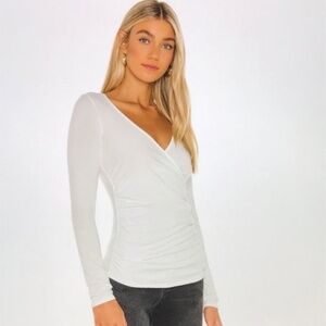Philanthropy x Revolve Mateese Ruched Knit Top – White – Size M